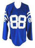 John Mackey HOF Signed/Inscr Baltimore Colts Blue Football Jersey JSA 161112