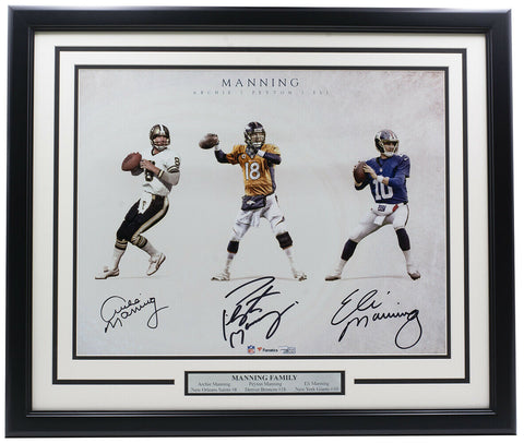 Peyton, Eli, and Archie Manning Signed Framed 16x20 Football Photo Fanatics