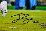 Ian Book Autographed Notre Dame Running w/ Ball 16x20 FP Photo- Beckett W *Black