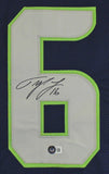 Tyler Lockett Authentic Signed Navy Blue Pro Style Jersey BAS Witnessed