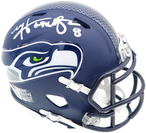 MATT HASSELBECK AUTOGRAPHED SEAHAWKS BLUE SPEED MINI HELMET BECKETT 230081