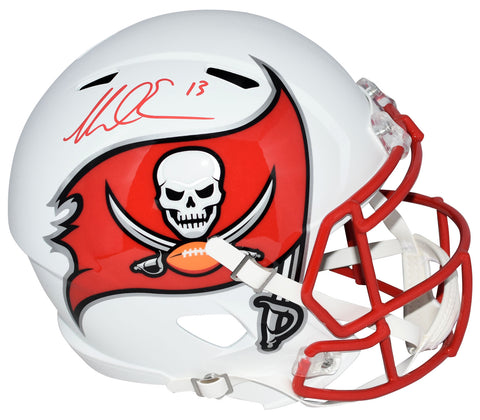 MIKE EVANS SIGNED TAMPA BAY BUCCANEERS BUCS FLAT WHITE FULL SIZE HELMET BECKETT