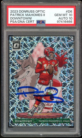 2023 Donruss Optic Downtown Patrick Mahomes PSA 10/10 Auto GEM MINT Pop 1