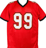 Warren Sapp Autographed Red Pro Style STAT Jersey w/HOF-Beckett W Hologram