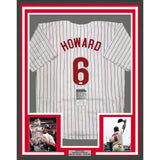 Framed Autographed/Signed Ryan Howard 35x39 Pinstripe Jersey JSA COA