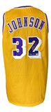 Magic Johnson Los Angeles Signed Yellow Basketball Jersey HOF 02 PSA Hologram