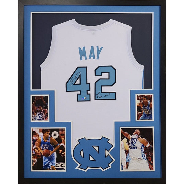 Sean May Autographed Signed Framed North Carolina White Tar Heels Jersey BECKETT