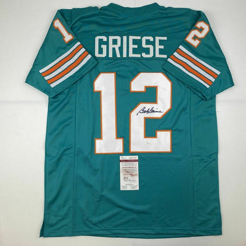 Autographed/Signed BOB GRIESE Miami Teal Football Jersey JSA COA Auto