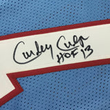 Autographed/Signed CURLEY CULP HOF 13 Houston Blue Football Jersey JSA COA Auto