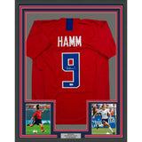 Framed Autographed/Signed Mia Hamm 35x39 Red Team USA Jersey Beckett BAS COA