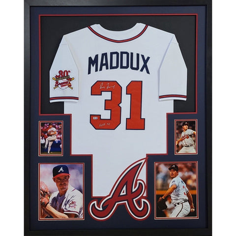 Greg Maddux Autographed Signed Framed White Atlanta Braves Jersey MLB COA