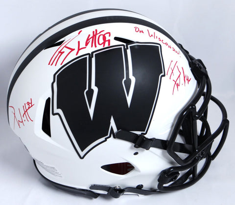 Derek, TJ, JJ Watt Autographed Wisconsin Lunar Speed Authentic Helmet w/ Insc-