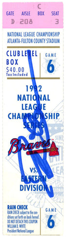 Deion Sanders Autographed Atlanta Braves 1992 NLCS Game 6 Ticket BAS 37152