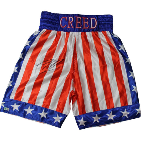 Michael B Jordan Autographed/Signed Creed USA Boxing Trunks Beckett 48146