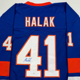 Autographed/Signed Jaroslav Halak New York Blue Hockey Jersey JSA COA