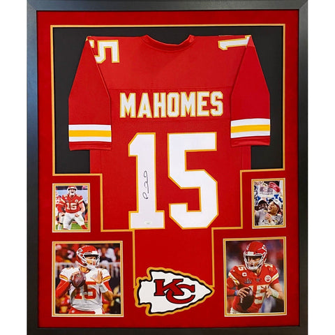 Patrick Mahomes Autographed Signed Framed Red Kansas City Chiefs Jersey JSA