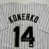 Autographed/Signed Paul Konerko Chicago Pinstripe Baseball Jersey JSA COA