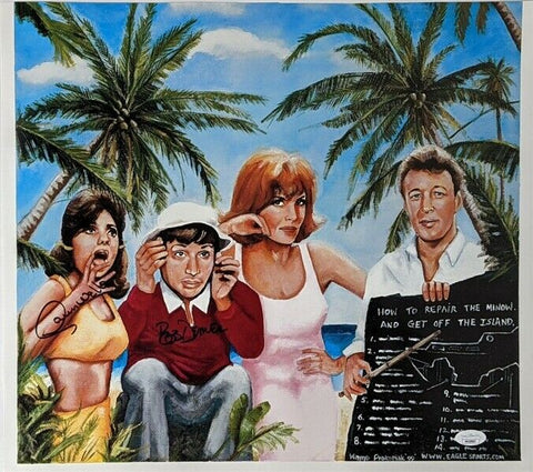 Dawn Wells (d 2020) & Bob Denver (d 2005) Signed Gilligan's Island 15x16 JSA COA