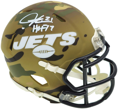 LADAINIAN TOMLINSON AUTOGRAPHED JETS CAMO MINI HELMET HOF 17 BECKETT 232615