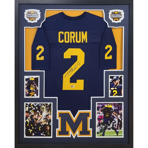 Blake Corum Autographed Signed Framed Michigan Nat Champ Style Jersey BECKETT