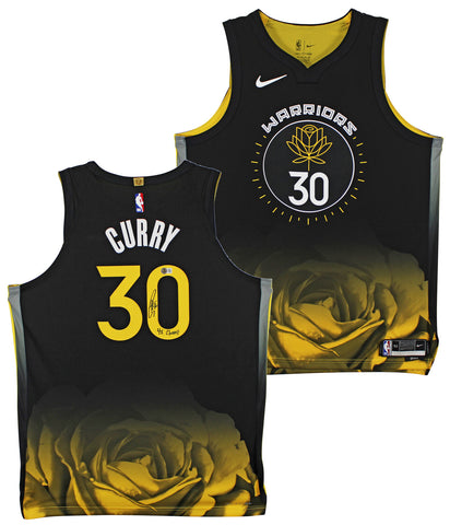 Stephen Curry "4x Champ" Signed Black Nike Rose City Ed. Authentic Jersey BAS