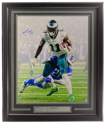 AJ Brown Signed Framed 16x20 Philadelphia Eagles Photo 2 BAS ITP