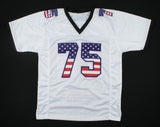 Jonathan Ogden Signed Baltimore Ravens USA Stat Jersey (JSA COA) 11xPro Bowl O.T