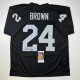 Autographed/Signed Willie Brown HOF 84 Las Vegas Oakland Black Jersey JSA COA