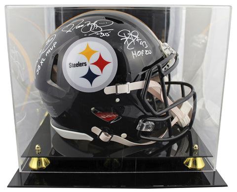 Steelers (3) Bettis, Ward & Polamalu Signed F/S Speed Proline Helmet W/ Case BAS