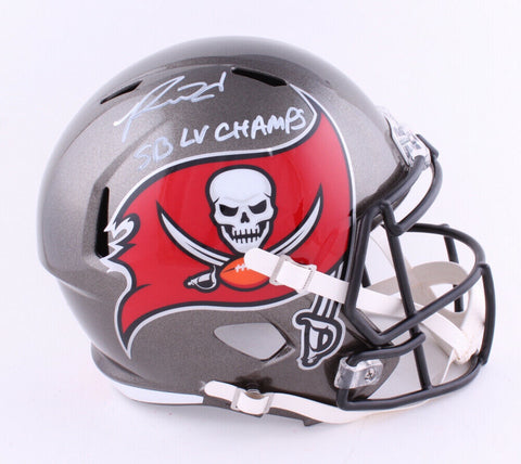 Ronald Jones II Signed Buccaneers Full-Size Helmet "SB LV Champs" (Beckett COA)