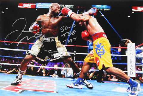 Floyd Mayweather 50-0 TBE TMT Authentic Signed 12x18 Photo BAS #BN06317