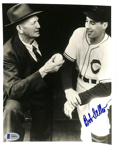 Bob Feller Signed 8x10 Cleveland Indians Baseball Photo BAS