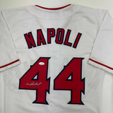 Autographed/Signed Mike Napoli Los Angeles LA Anaheim White Jersey JSA COA