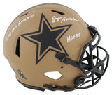 Roger Staubach "2x Insc" Signed STS II F/S Speed Proline Helmet w/ Case BAS Wit