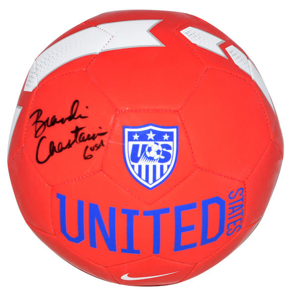 BRANDI CHASTAIN SIGNED USWNT TEAM USA WOMEN'S NIKE RED SOCCER BALL BECKETT