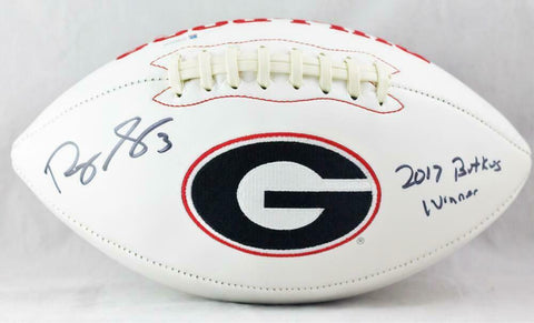 Roquan Smith Signed Georgia Bulldogs Logo Football w/Insc- Beckett W Auth *Stack