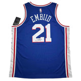 Autographed/Signed Joel Embiid Philadelphia Blue Basketball Jersey JSA COA/LOA