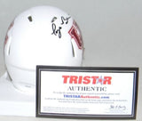 TYUS BOWSER SIGNED AUTOGRAPHED HOUSTON COUGARS WHITE SPEED MINI HELMET TRISTAR