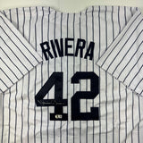 Autographed/Signed Mariano Rivera New York Pinstripe Baseball Jersey BAS Holo