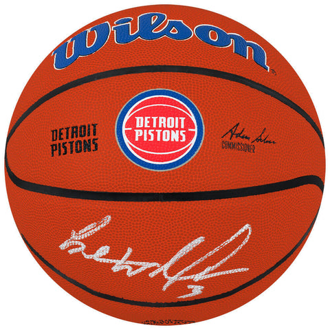 Ben Wallace Signed Detroit Pistons Logo Wilson NBA Basketball - (SCHWARTZ COA)