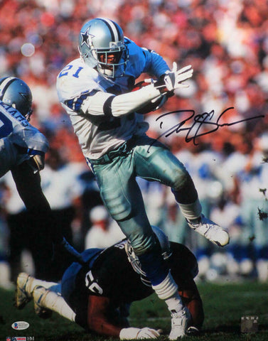 Deion Sanders Signed Dallas Cowboys 16x20 Vs Raiders HM Photo - Beckett W *Black