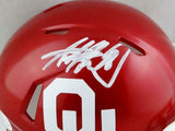 Adrian Peterson Signed Oklahoma Sooners Speed Mini Helmet- Beckett W Auth *White