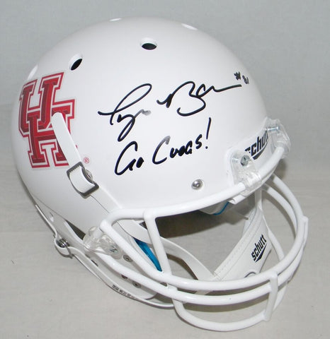 TYUS BOWSER SIGNED AUTOGRAPHED HOUSTON COUGARS WHITE FULL SIZE HELMET TRISTAR