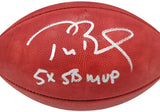 TOM BRADY AUTOGRAPHED NFL LEATHER FOOTBALL BUCCANEERS 5X SB MVP FANATICS 202366