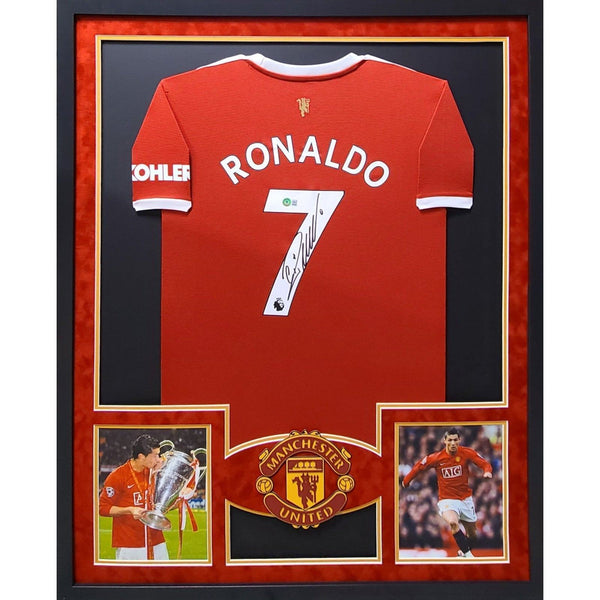 Cristiano Ronaldo Autographed Signed Framed Manchester United Jersey BECKETT BAS