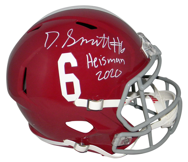 DEVONTA SMITH SIGNED ALABAMA CRIMSON TIDE FULL SIZE SPEED HELMET W/ HEISMAN 2020