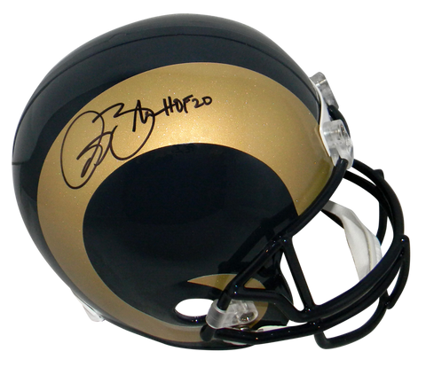 ISAAC BRUCE AUTOGRAPHED ST LOUIS RAMS FULL SIZE HELMET BECKETT W/ HOF 2020