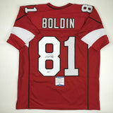 Autographed/Signed ANQUAN BOLDIN Arizona Red Football Jersey Beckett BAS COA