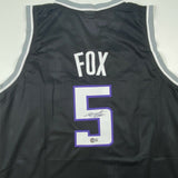 Autographed/Signed DE'AARON FOX Sacramento Black Jersey Beckett BAS COA Auto