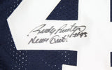 Rudy Ruettiger Never Quit Autographed Navy Blue College Style Jersey- JSA Auth